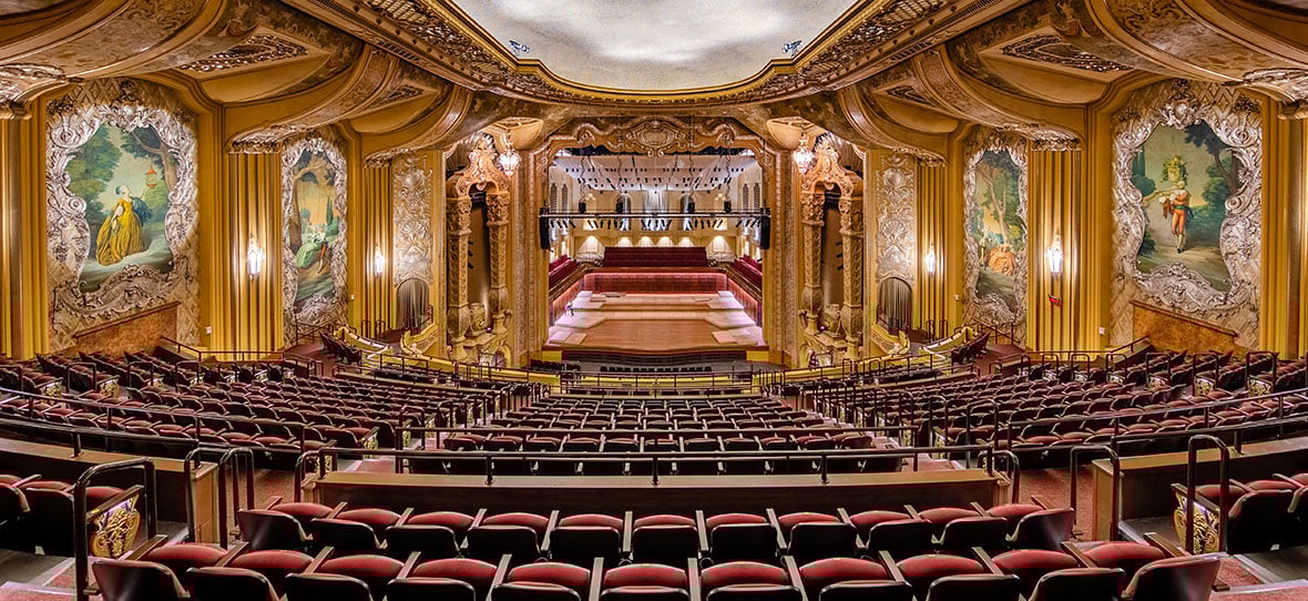 Theater Auditorium of Milwaukee Symphony Orchestra Warner Grande Theatre historic building & modern building construction - Bradley Symphony Center