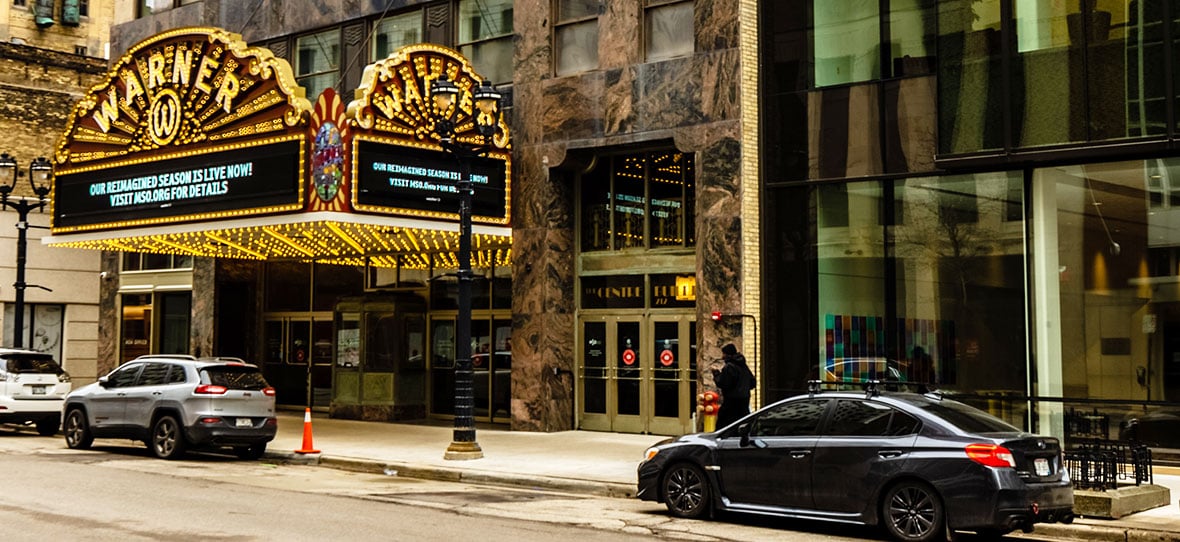 Milwaukee Symphony Orchestra Warner Grande Theatre historic building & modern building construction - Bradley Symphony Center