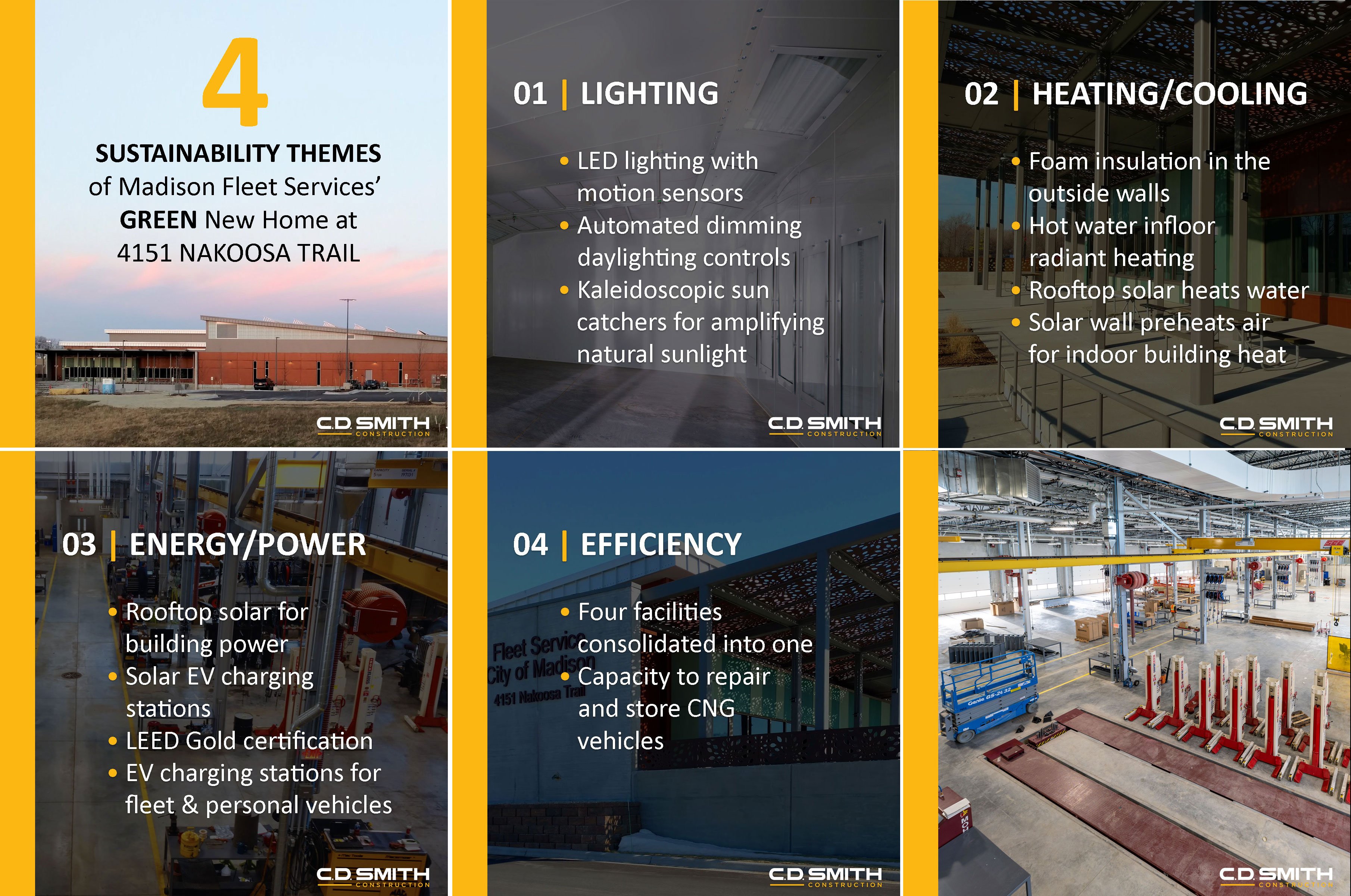 Sustainable Features of City of Madison Fleet Services Facility Built by C.D. Smith Construction Manager