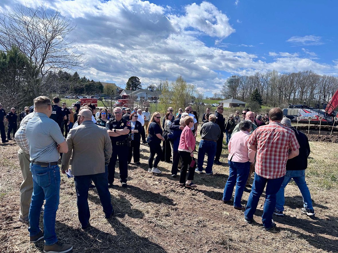 Port Washington city officials, police, fire chiefs, and community members attend the groundbreaking ceremony for the new Public Safety Building, marking a milestone in Wisconsin commercial construction and public safety infrastructure.