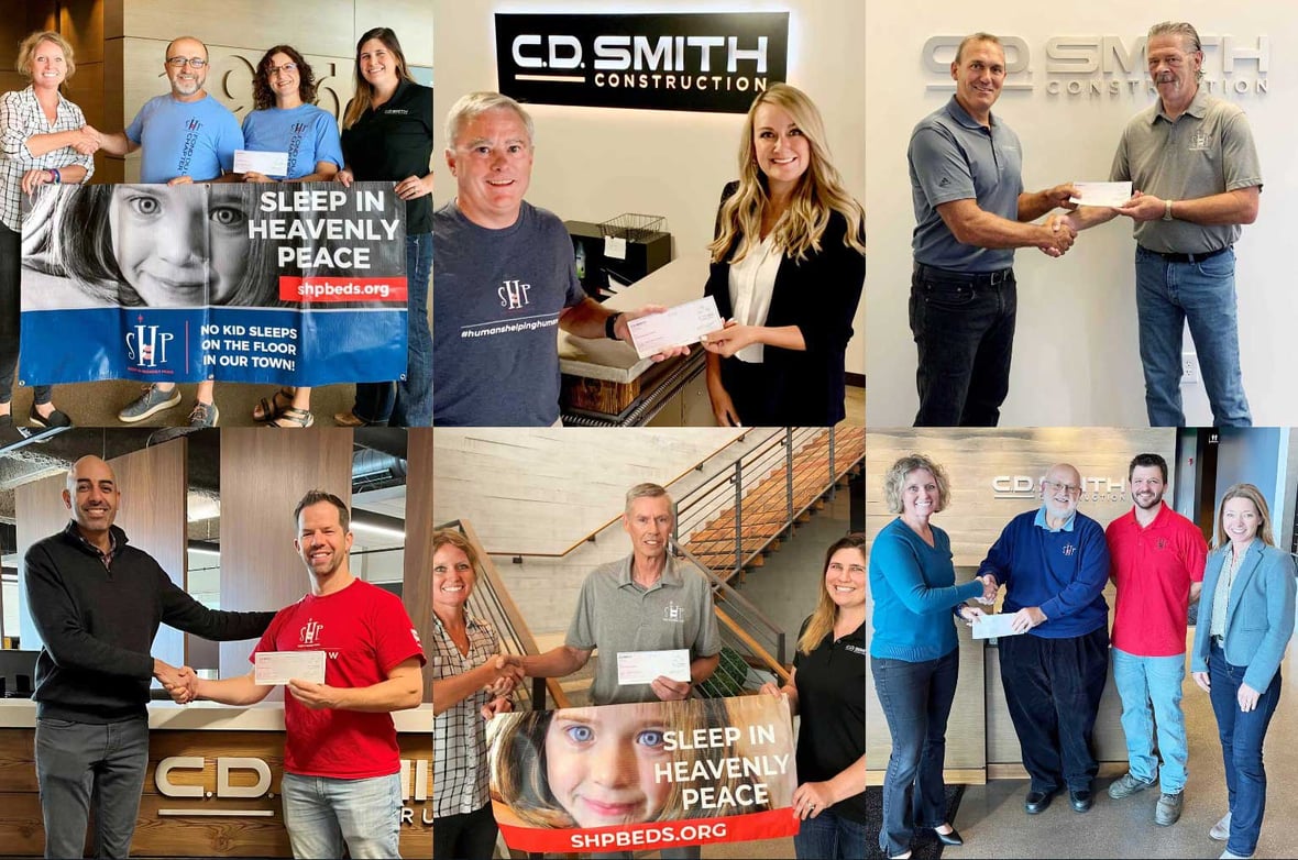 Sleep in Heavenly Peace SHP Check Handoffs at CD Smith Construction Wisconsin Office Locations