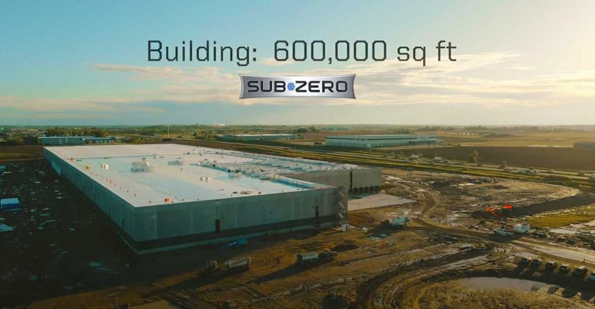 Aerial drone footage of Sub-Zero manufacturing construction project by CapturePro Media for Croell Inc concrete pouring video