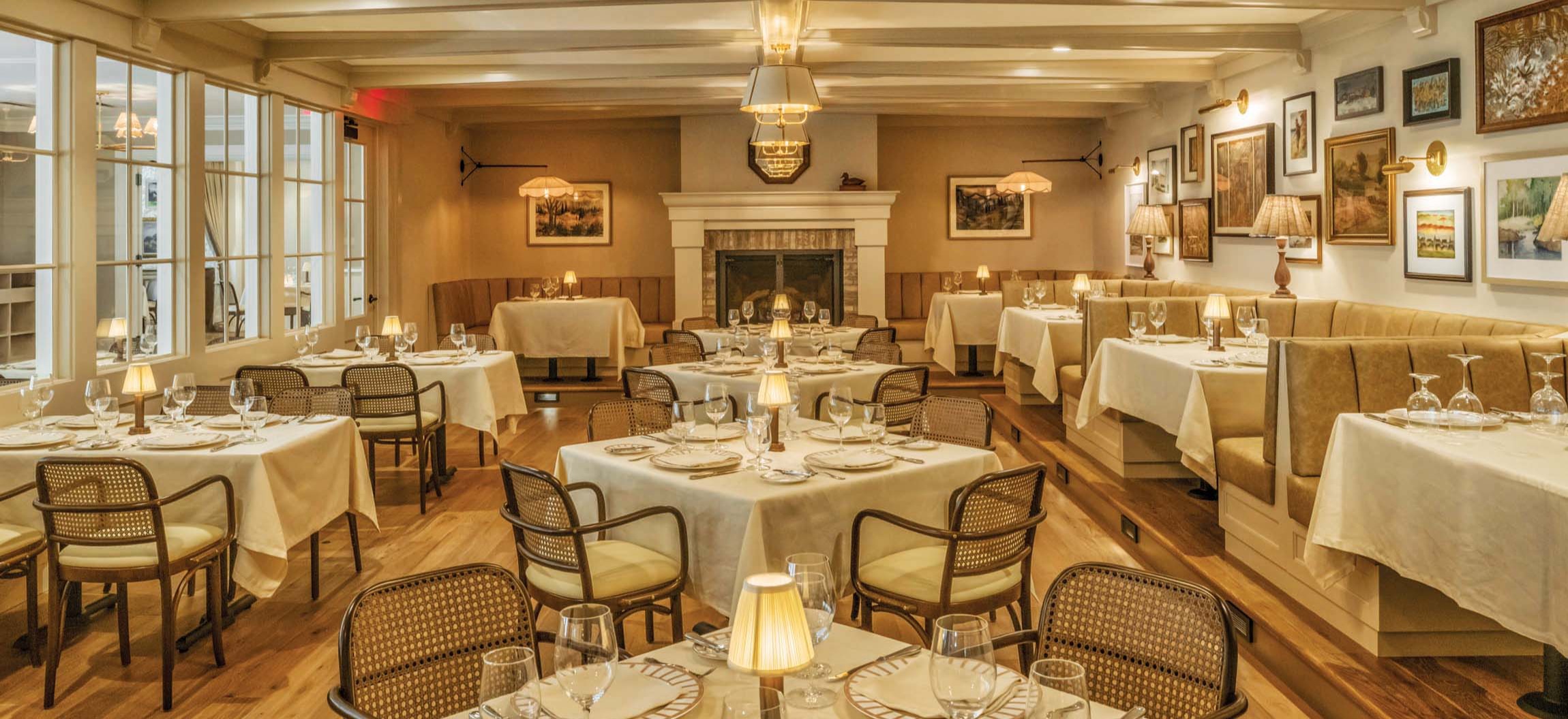 Main dining room at The Commodore – A Bartolotta Restaurant with lake views and custom interiors