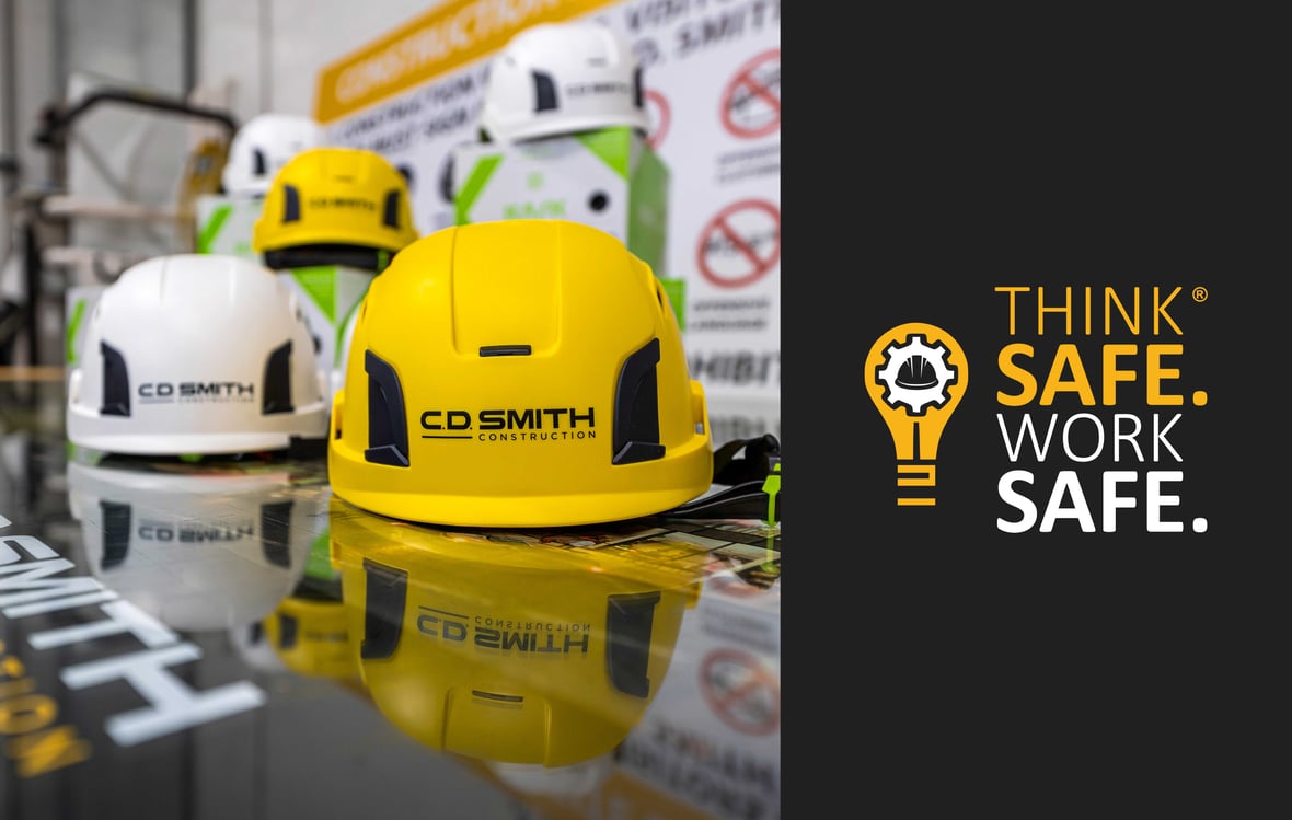 C.D. Smith Construction Kask Safety Helmets and ThinkSafe.WorkSafe. logo