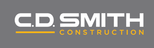 White and Yellow Logo on Gray