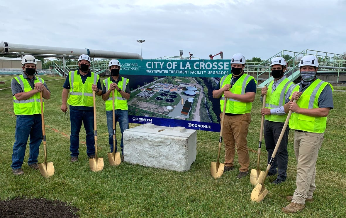 Wisconsin City of La Crosse Wastewater Treatment Facility Expansion Project Groundbreaking - C.D. Smith Construction Crew