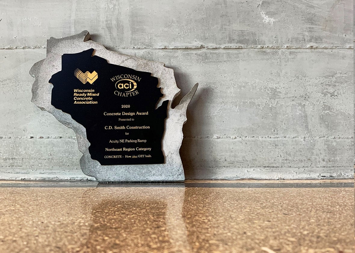 Wisconsin Ready Mixed Concrete Assoc Concrete Design Award - Acuity Parking Ramp commercial project C.D. Smith Construction