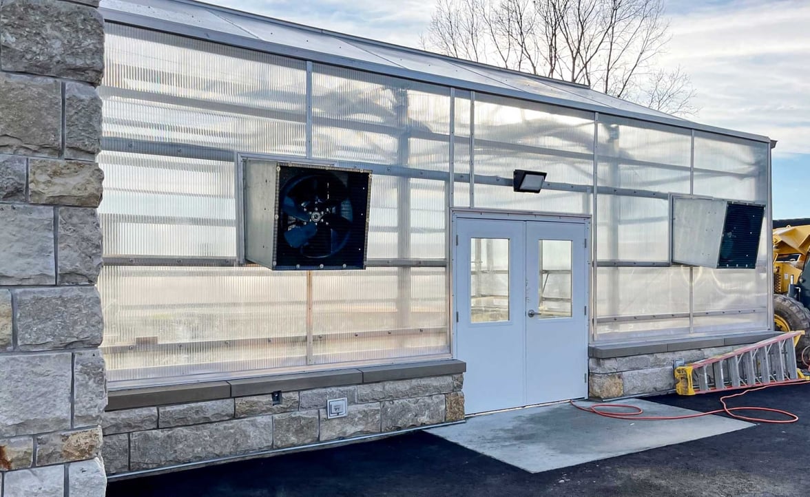 Custom four season commercial greenhouse built by C.D. Smith Construction for Grande Cheese Company in Wisconsin.