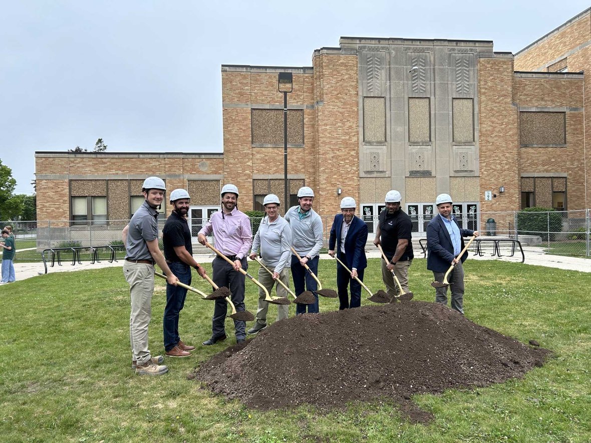 Project team members participate in the Urban Middle School groundbreaking ceremony for the Sheboygan Area School District facilities referendum project.