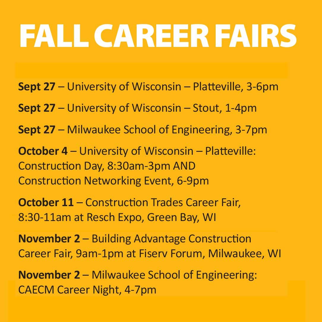 CD Smith Fall 2023 Career Fair Schedule at Wisconsin Universities