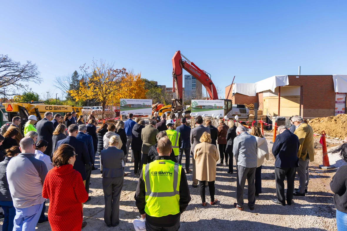 Community members, caregivers and project partners gathered for the SSM Health Cancer Center expansion groundbreaking ceremony.