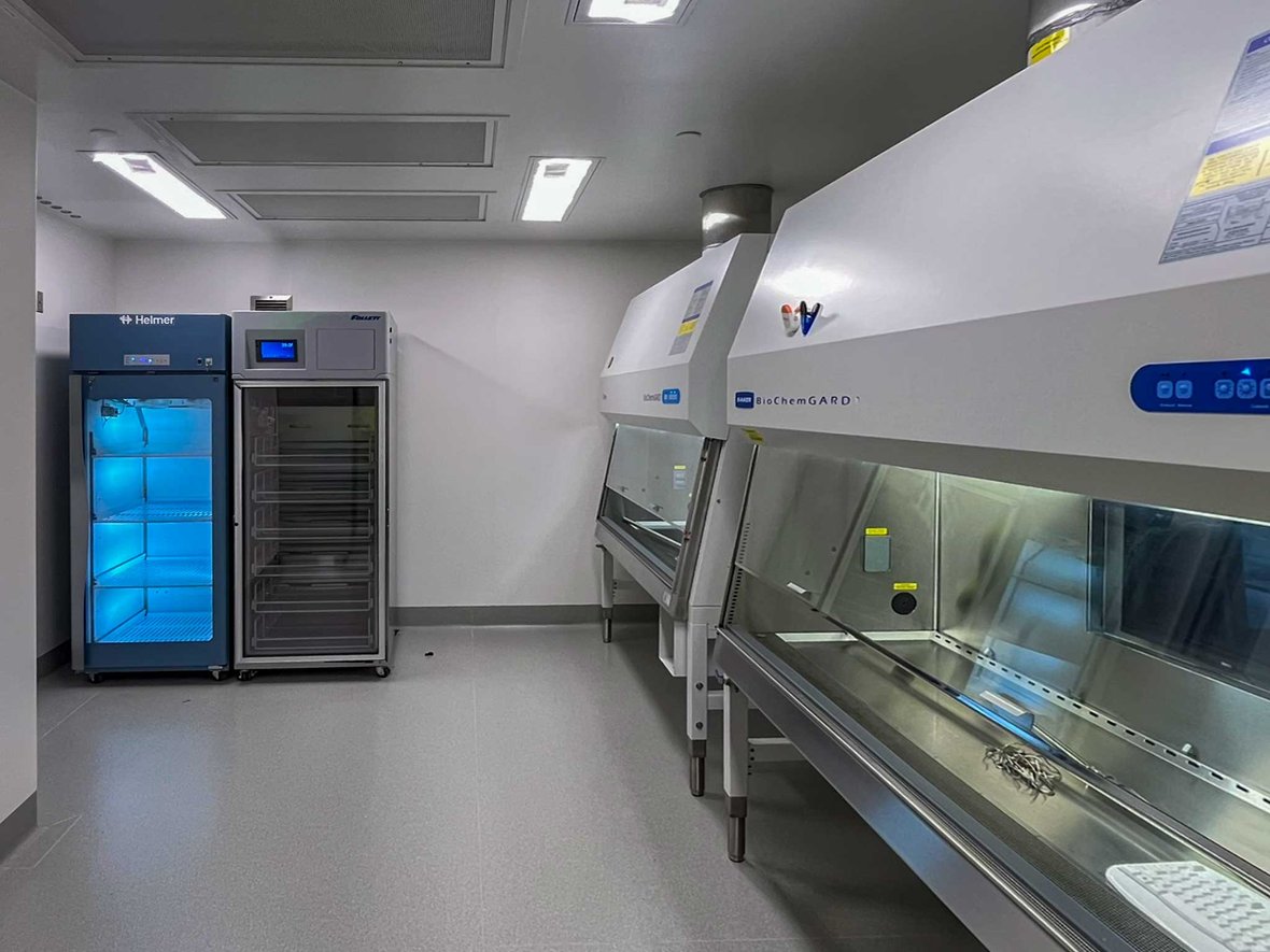 Chemotherapy preparation area with BioChemGard safety cabinets inside the expanded SSM Health Cancer Care facility.