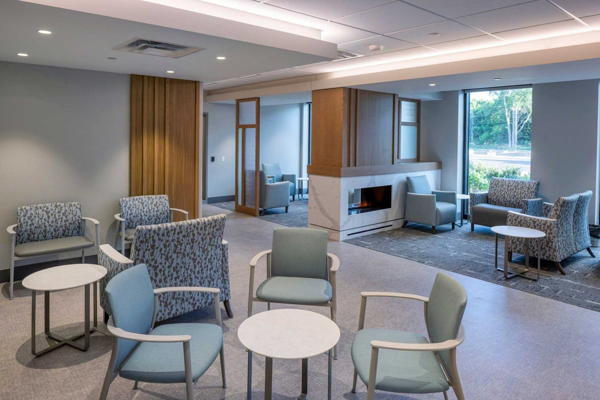 Patient waiting area inside the expanded SSM Health Cancer Care facility in Fond du Lac.