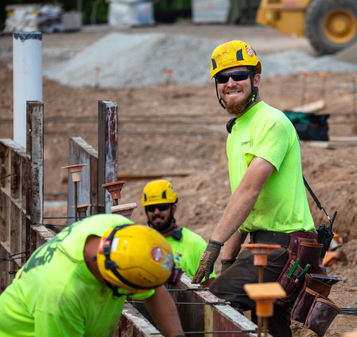 C.D. Smith construction crew on-site building wall in Wisconsin, demonstrating strategic project alignment and collaboration