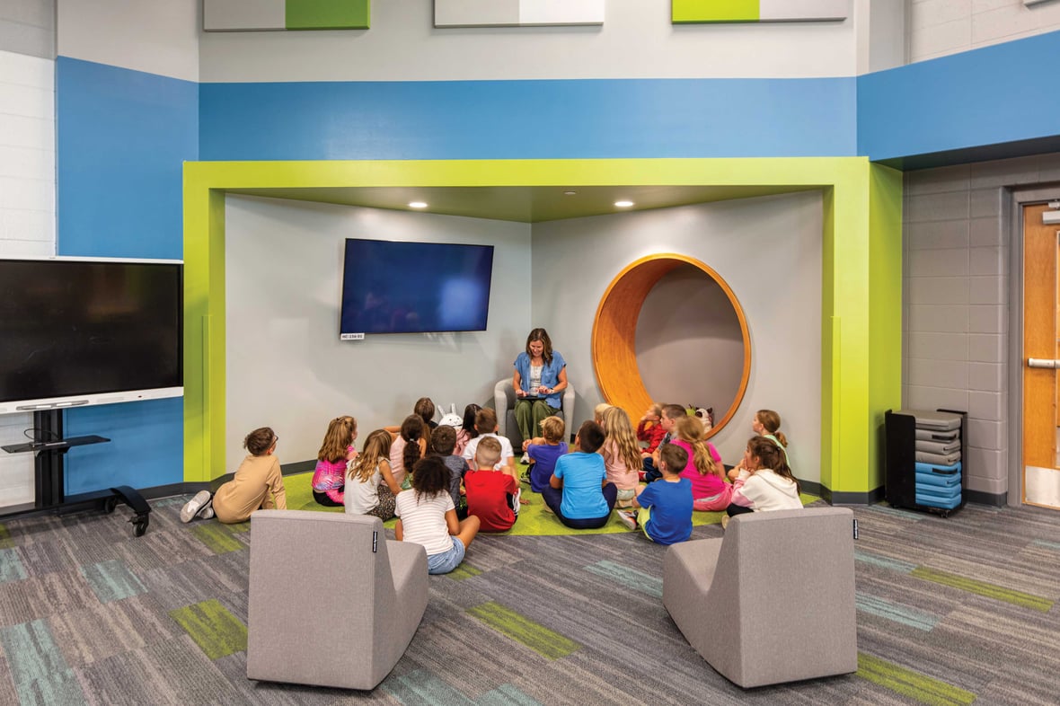 Flexible learning space at Sunnyside Elementary School designed for small group instruction and collaborative learning