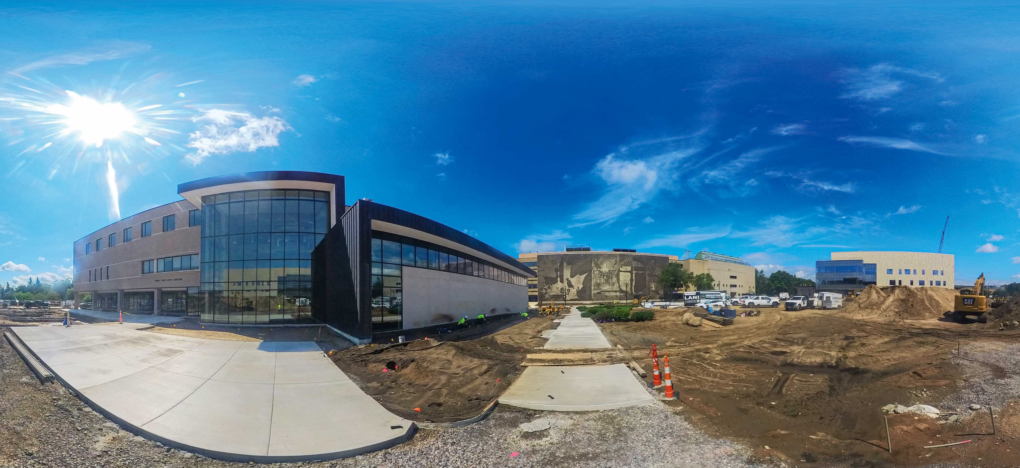 Construction progress view of the Gale and Paul Kirby Library and Student Resource Center project at UW-Stevens Point.