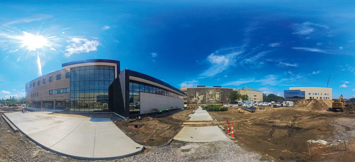 Construction progress view of the Gale and Paul Kirby Library and Student Resource Center project at UW-Stevens Point.